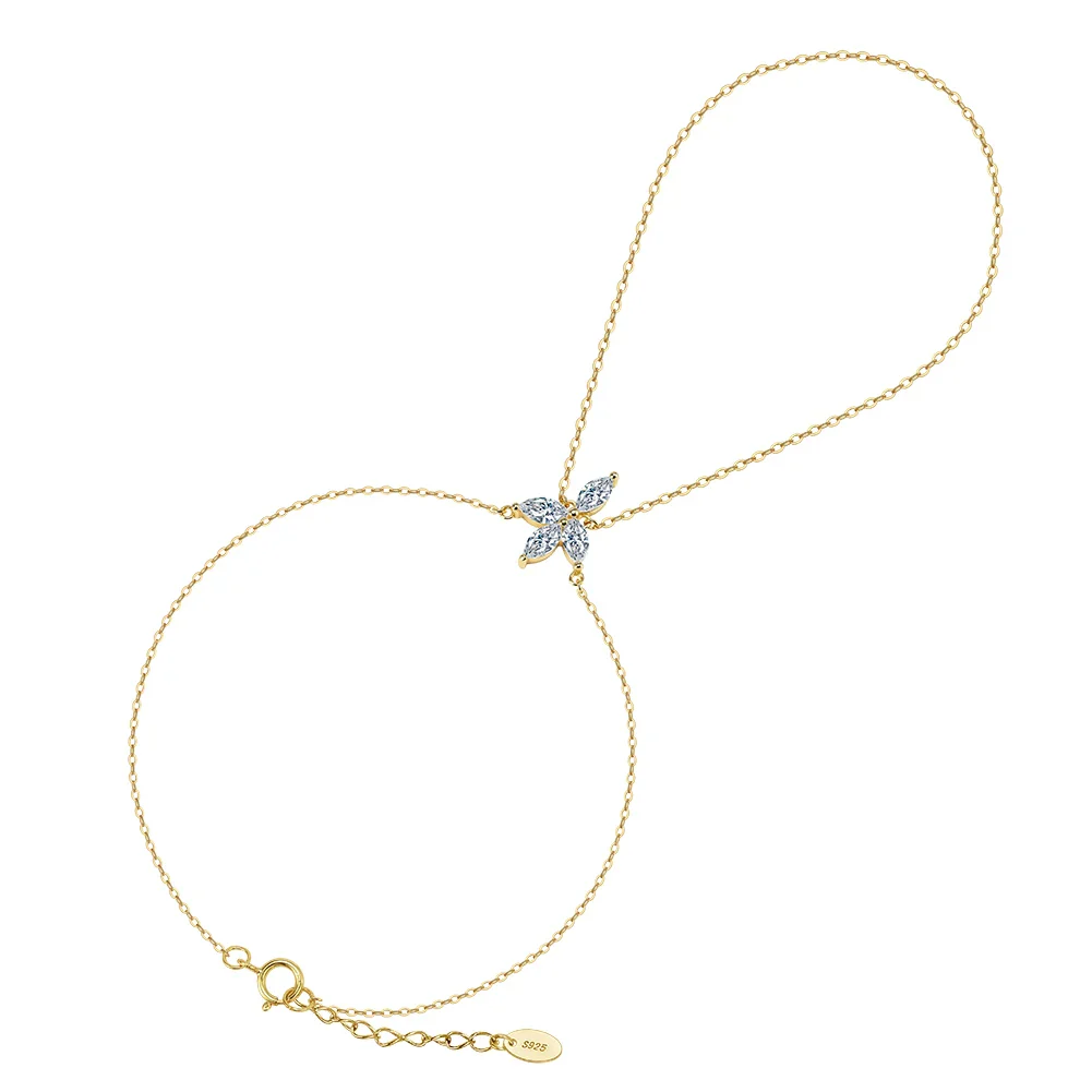 MOISSANITE MARQUISE CLUSTER HAND HARNESS IN STERLING SILVER - Image 5