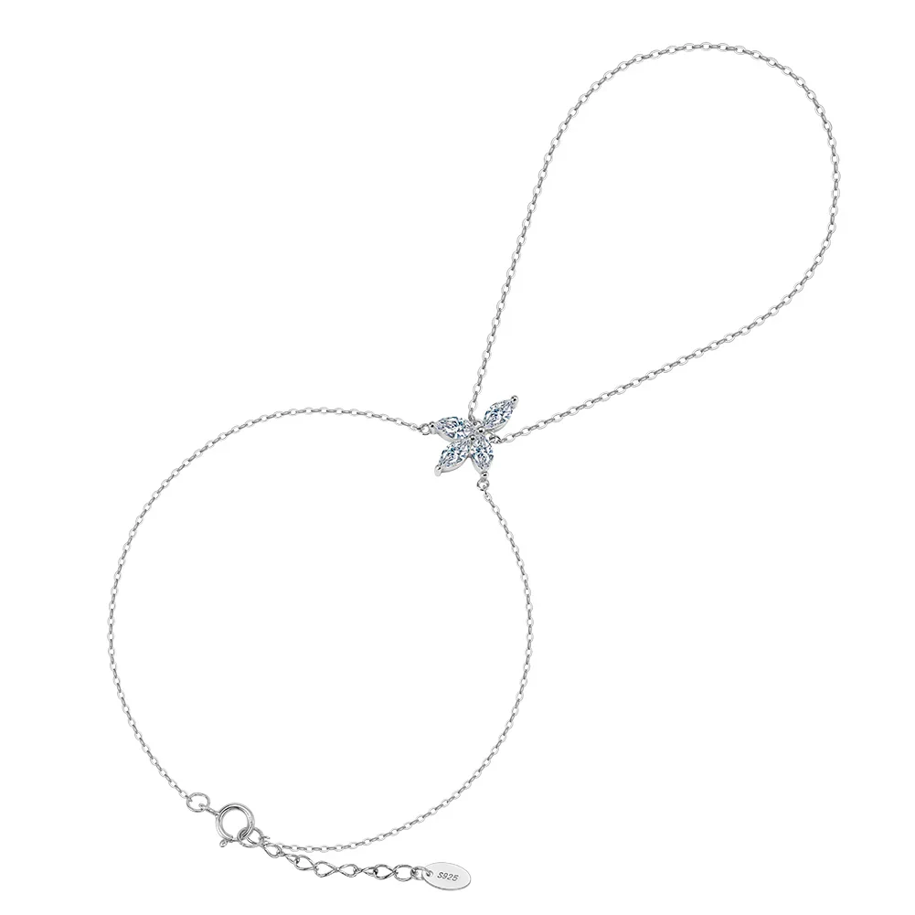 MOISSANITE MARQUISE CLUSTER HAND HARNESS IN STERLING SILVER - Image 6