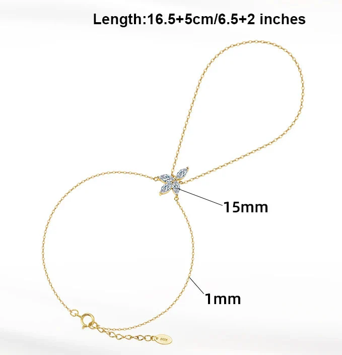 MOISSANITE MARQUISE CLUSTER HAND HARNESS IN STERLING SILVER - Image 7