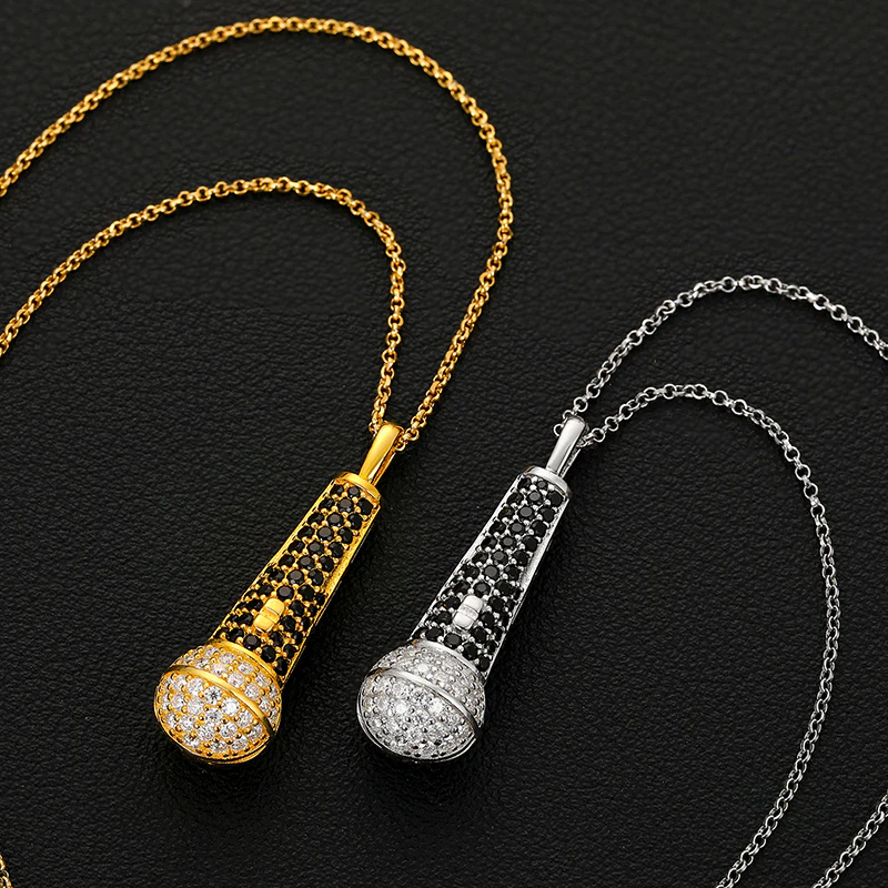 MOISSANITE MICROPHONE PENDANT IN STERLING SILVER - Image 2