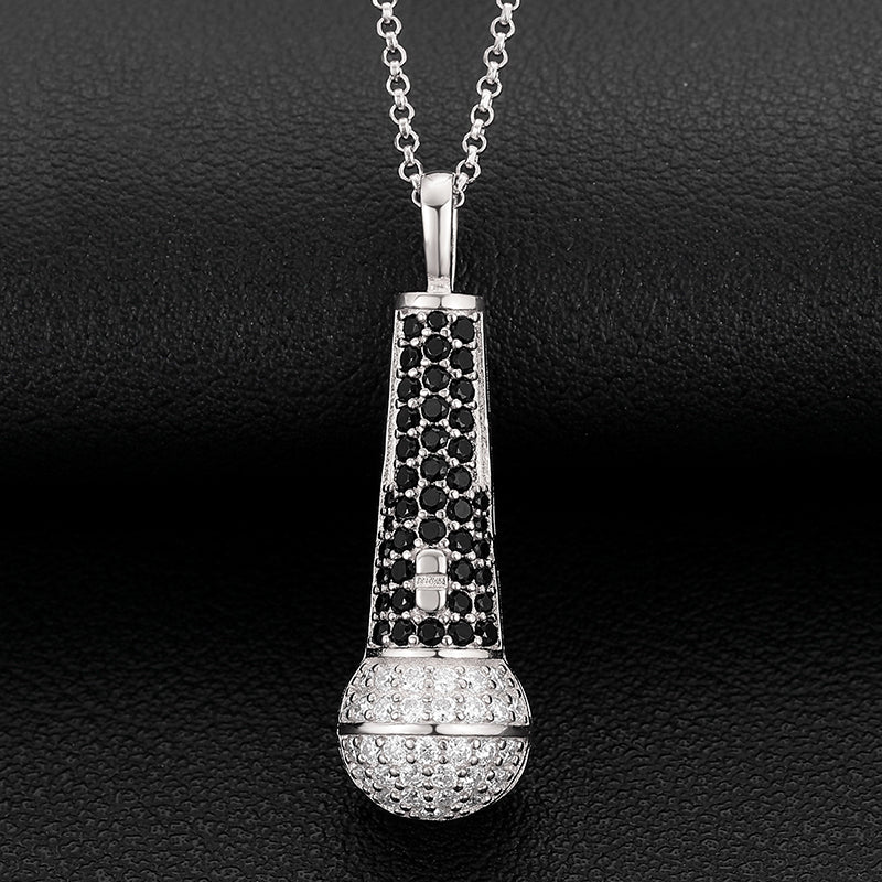 MOISSANITE MICROPHONE PENDANT IN STERLING SILVER - Image 3