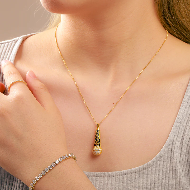 MOISSANITE MICROPHONE PENDANT IN STERLING SILVER - Image 4