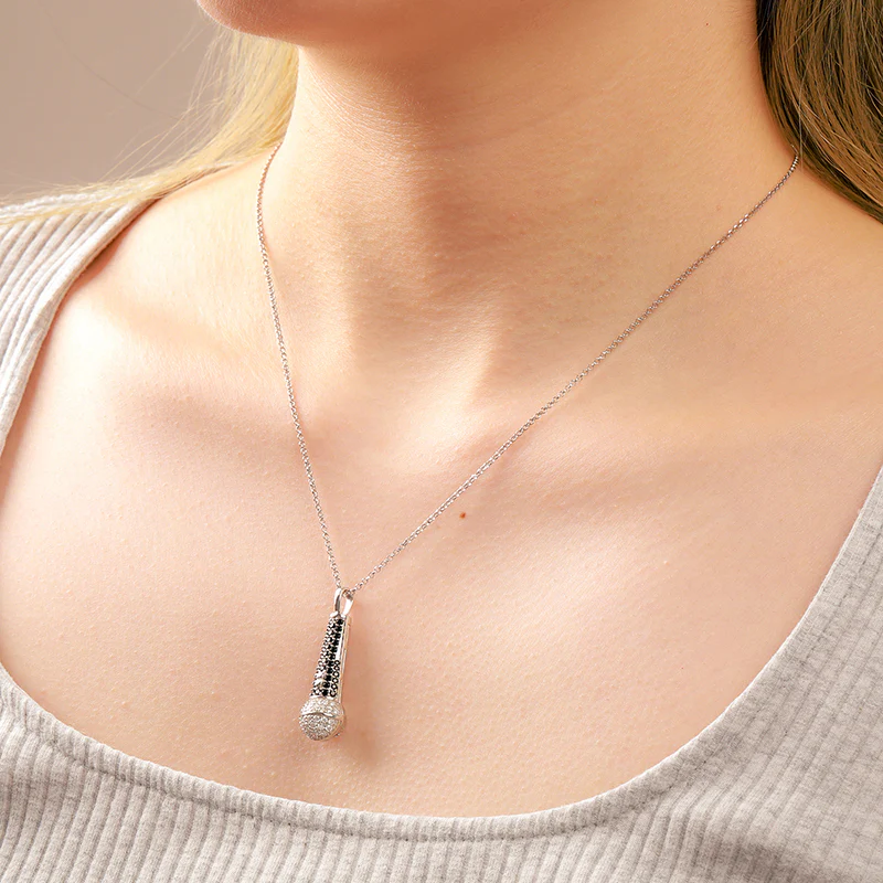 MOISSANITE MICROPHONE PENDANT IN STERLING SILVER - Image 5