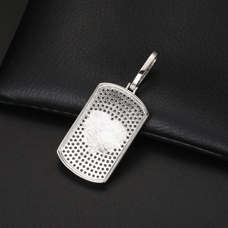 MOISSANITE MILITARY CARD PHOTO PENDANT NECKLACE IN STERLING SILVER - Image 3