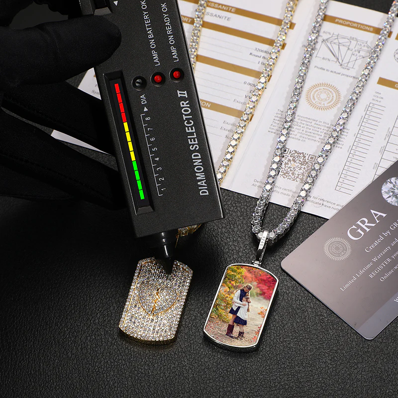 MOISSANITE MILITARY CARD PHOTO PENDANT NECKLACE IN STERLING SILVER - Image 5