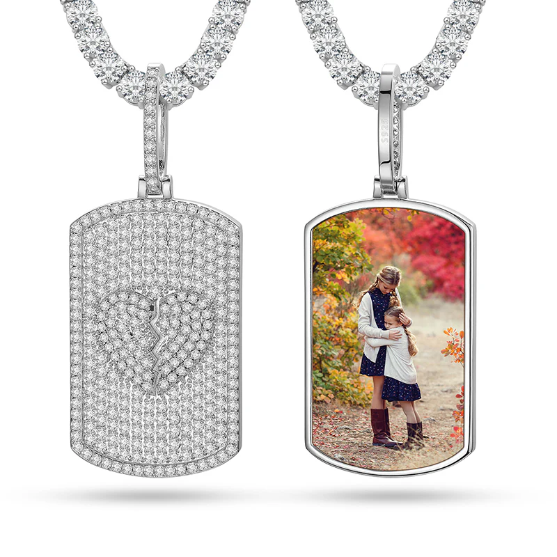 MOISSANITE MILITARY CARD PHOTO PENDANT NECKLACE IN STERLING SILVER - Image 6