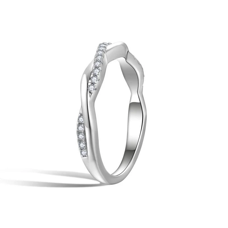 MOISSANITE MINIMALISTIC TWIST BAND RING IN STERLING SILVER - Image 3