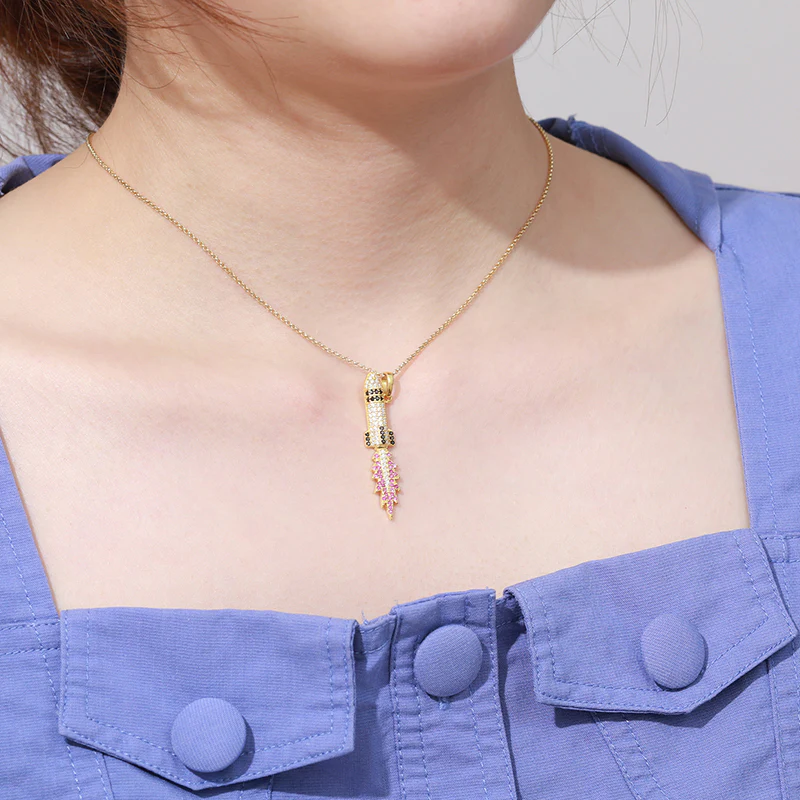 MOISSANITE MISSILE FLAME PENDANT IN STERLING SILVER - Image 2