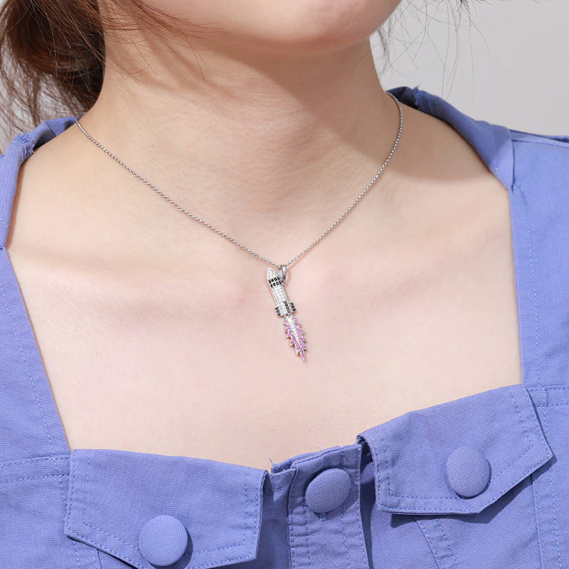 MOISSANITE MISSILE FLAME PENDANT IN STERLING SILVER - Image 4