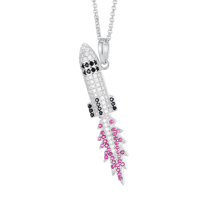 MOISSANITE MISSILE FLAME PENDANT IN STERLING SILVER - Image 5