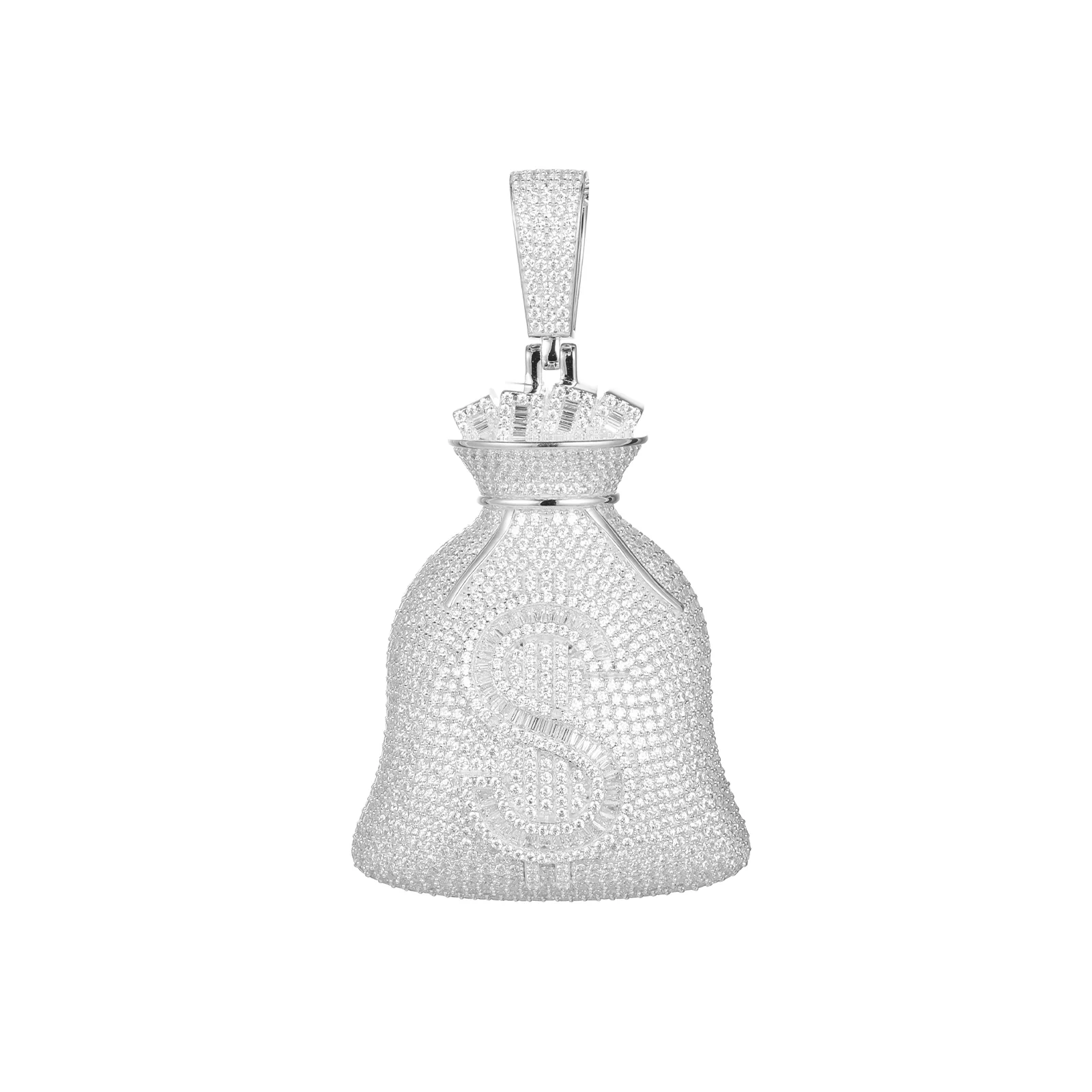 MOISSANITE MONEY BAG PENDANT IN STERLING SILVER {STYLE 3} - Image 5