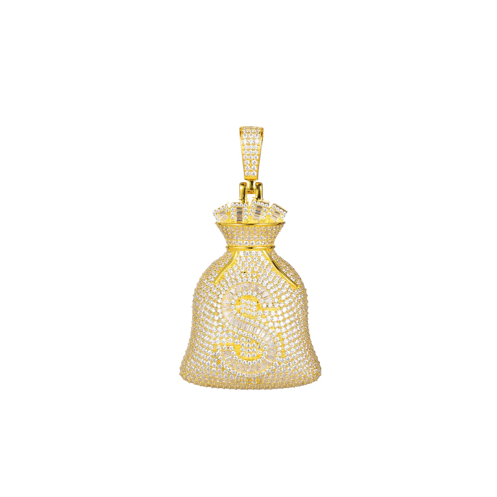 MOISSANITE MONEY BAG PENDANT IN STERLING SILVER {STYLE 3} - Image 6
