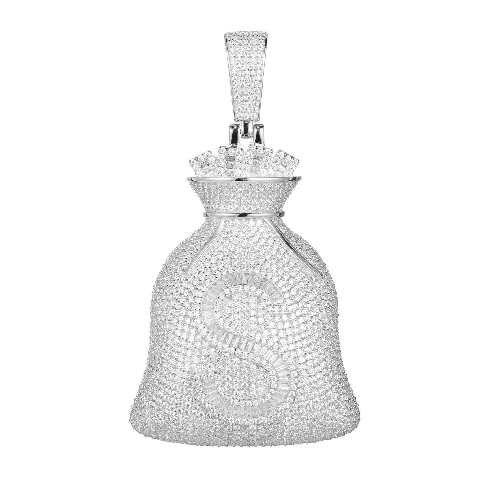 MOISSANITE MONEY BAG PENDANT IN STERLING SILVER {STYLE 3} - Image 7