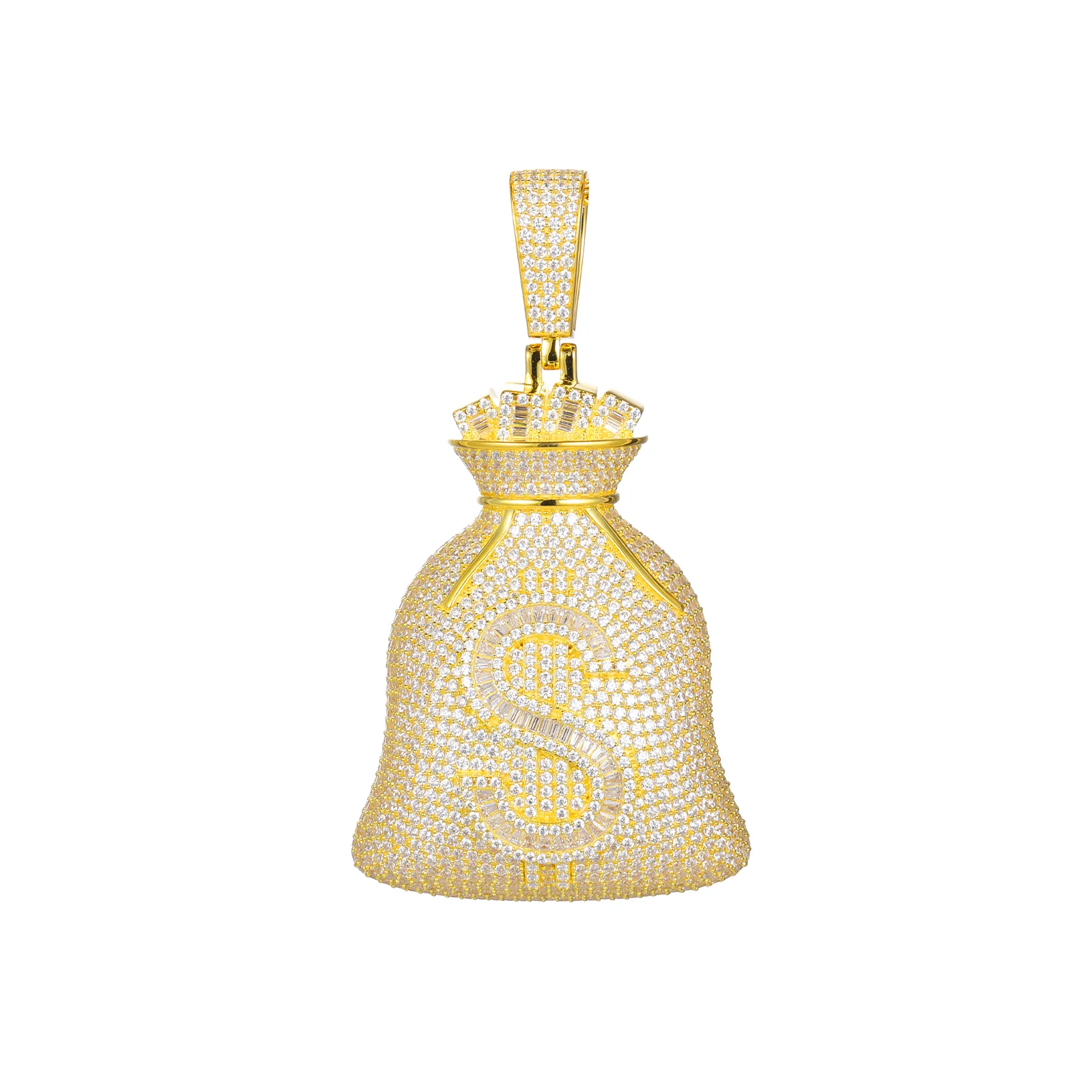 MOISSANITE MONEY BAG PENDANT IN STERLING SILVER {STYLE 3} - Image 8