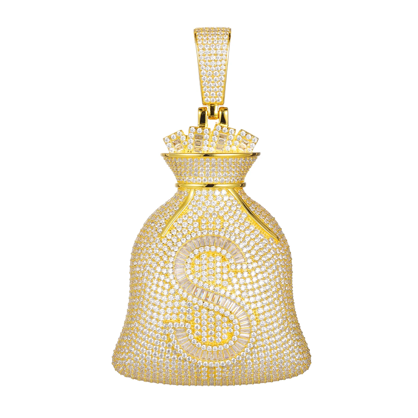 MOISSANITE MONEY BAG PENDANT IN STERLING SILVER {STYLE 3} - Image 9