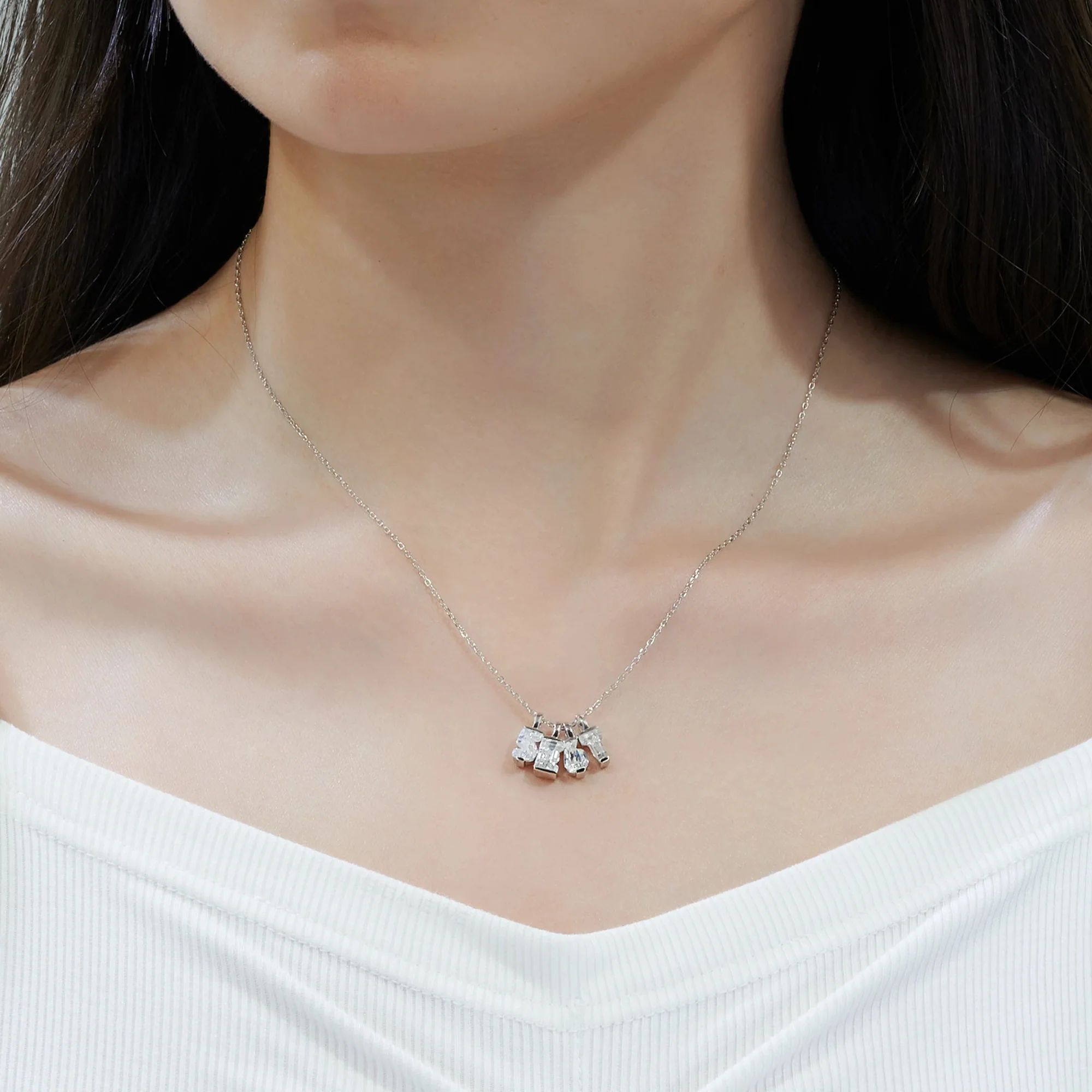 MOISSANITE NUMBER/INITIAL DAINTY PENDANT IN STERLING SILVER - Image 2