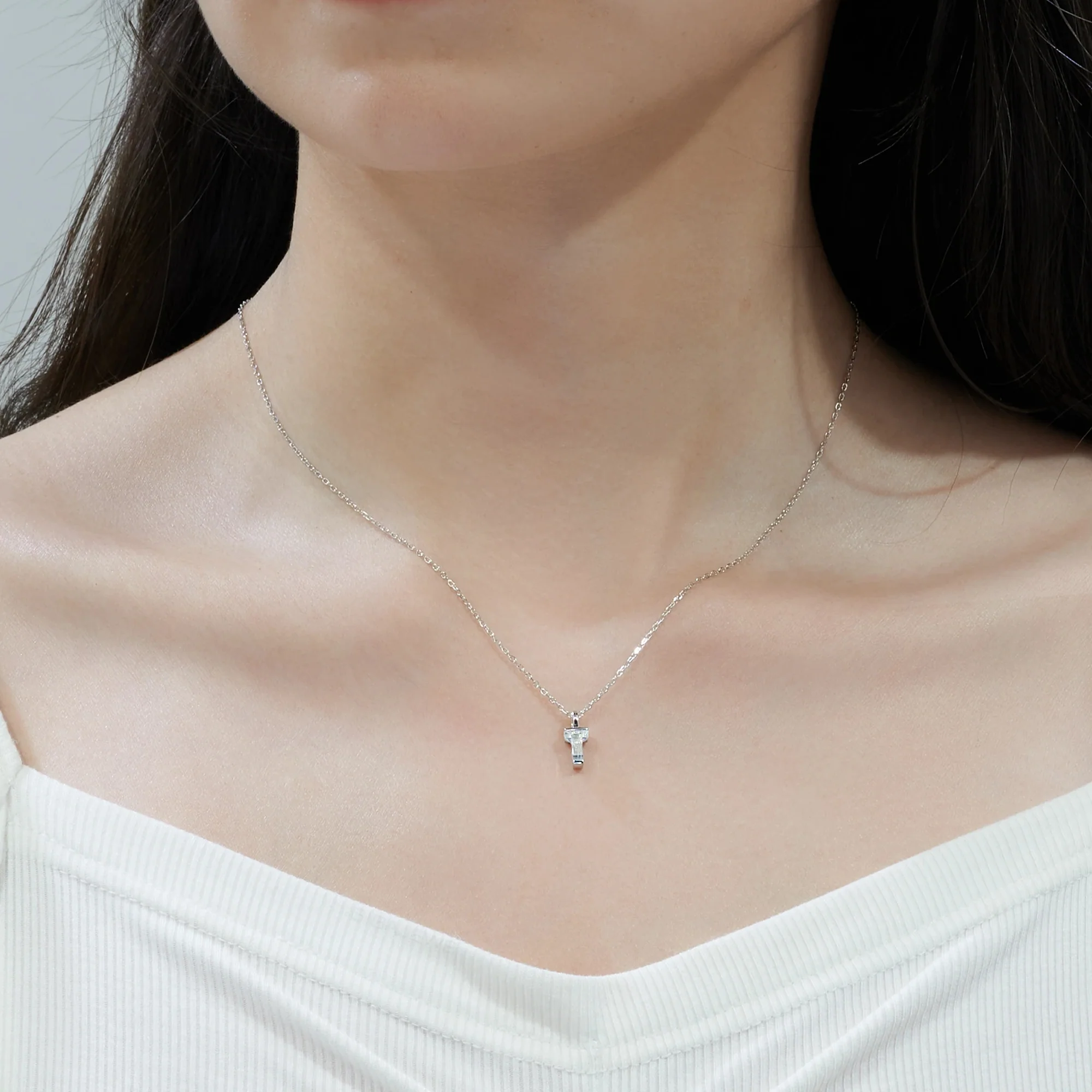 MOISSANITE NUMBER/INITIAL DAINTY PENDANT IN STERLING SILVER - Image 3