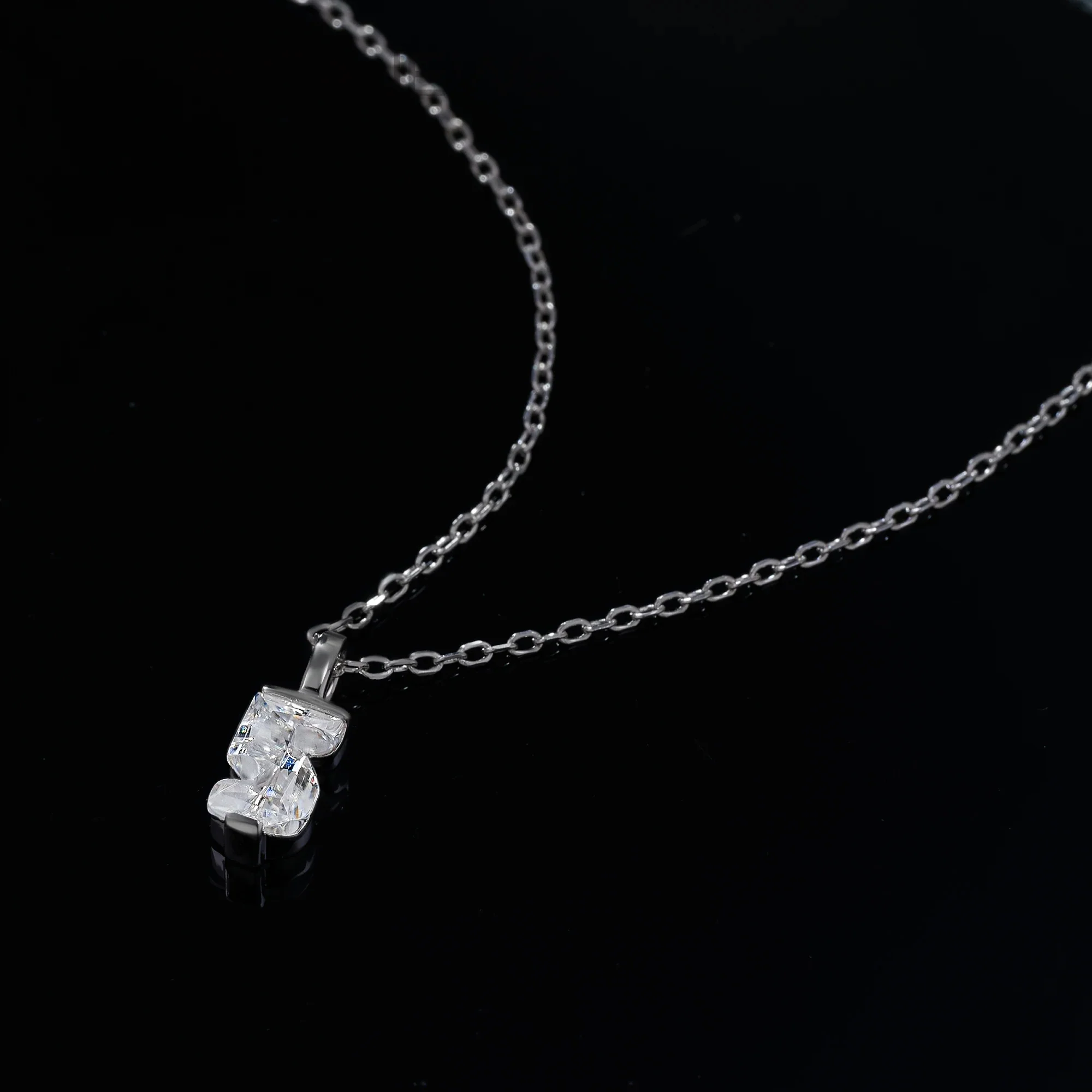 MOISSANITE NUMBER/INITIAL DAINTY PENDANT IN STERLING SILVER - Image 5