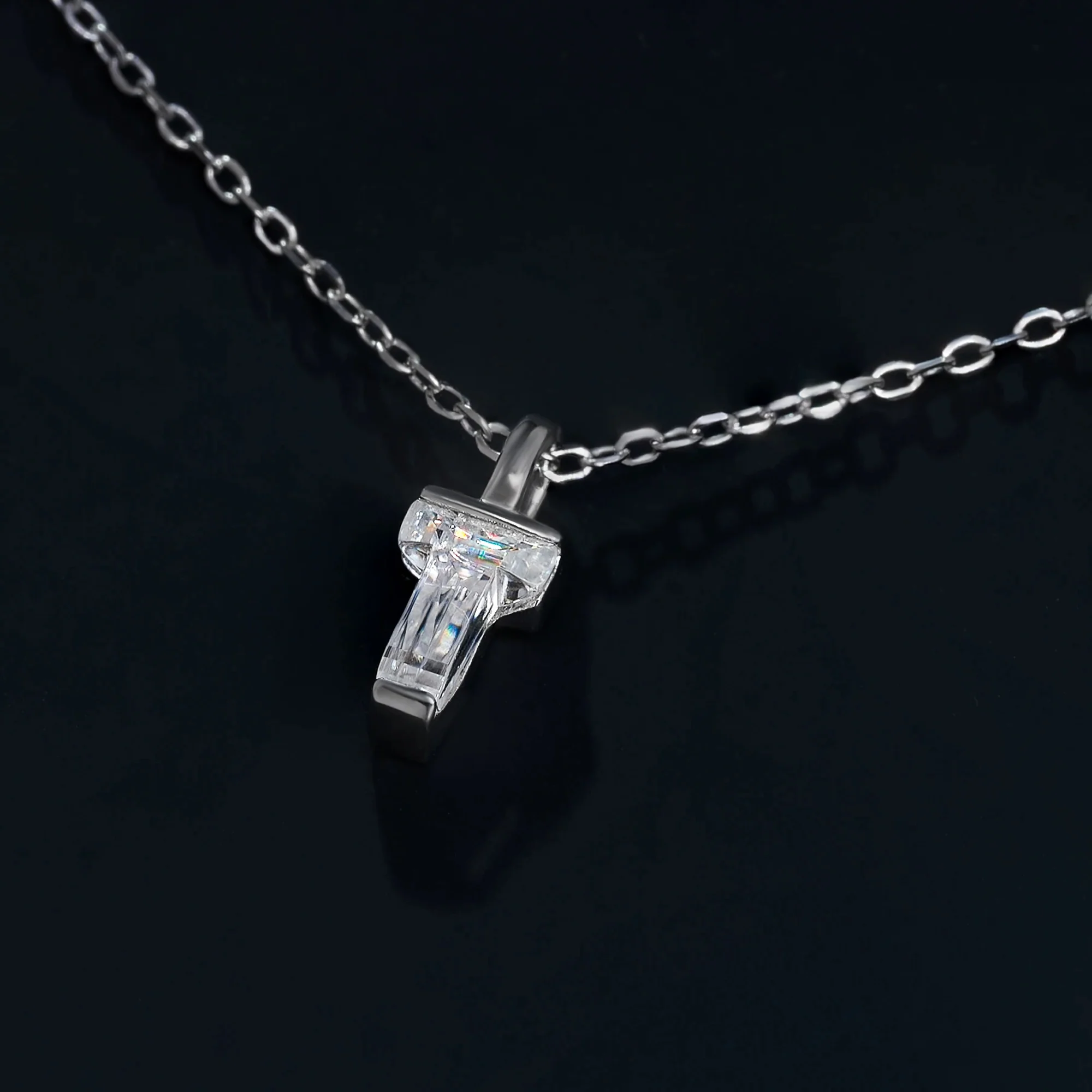 MOISSANITE NUMBER/INITIAL DAINTY PENDANT IN STERLING SILVER - Image 6