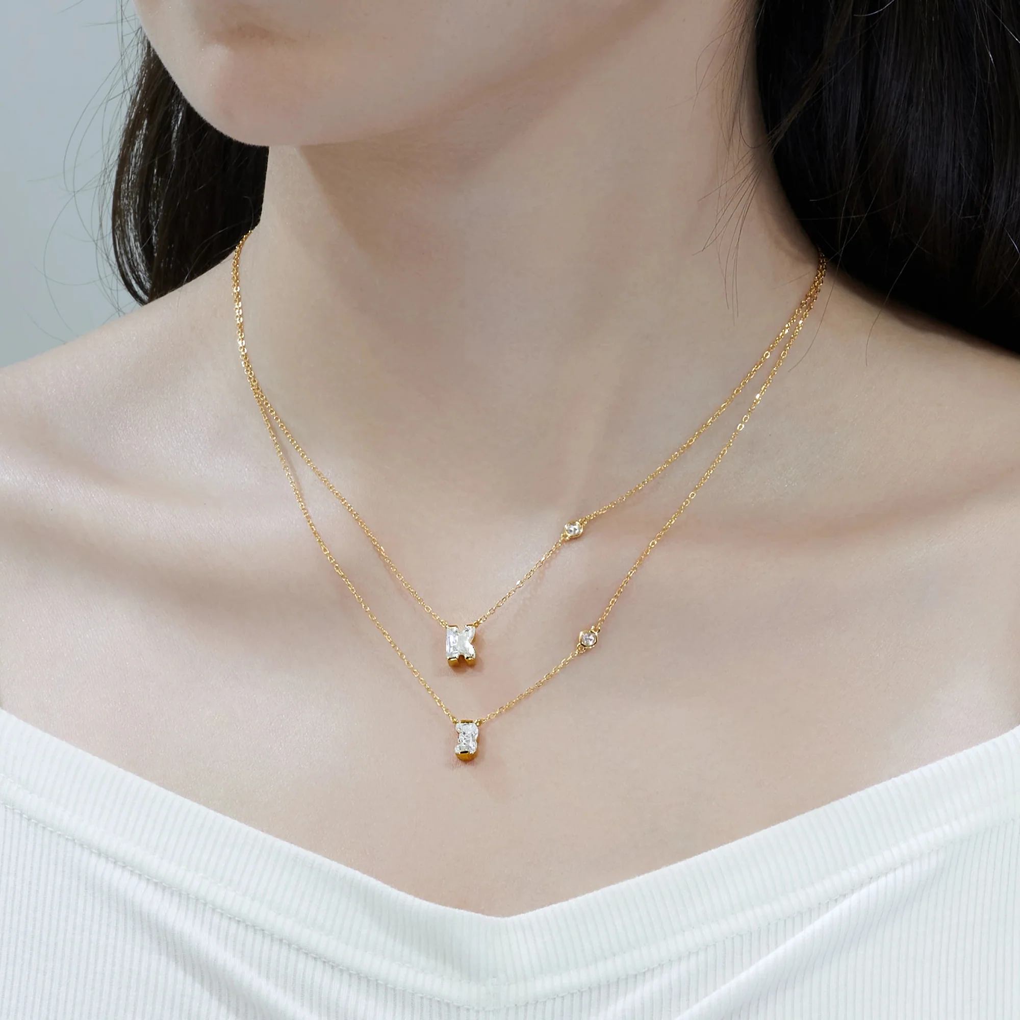 MOISSANITE NUMBER/INITIAL NECKLACE IN STERLING SILVER - Image 5
