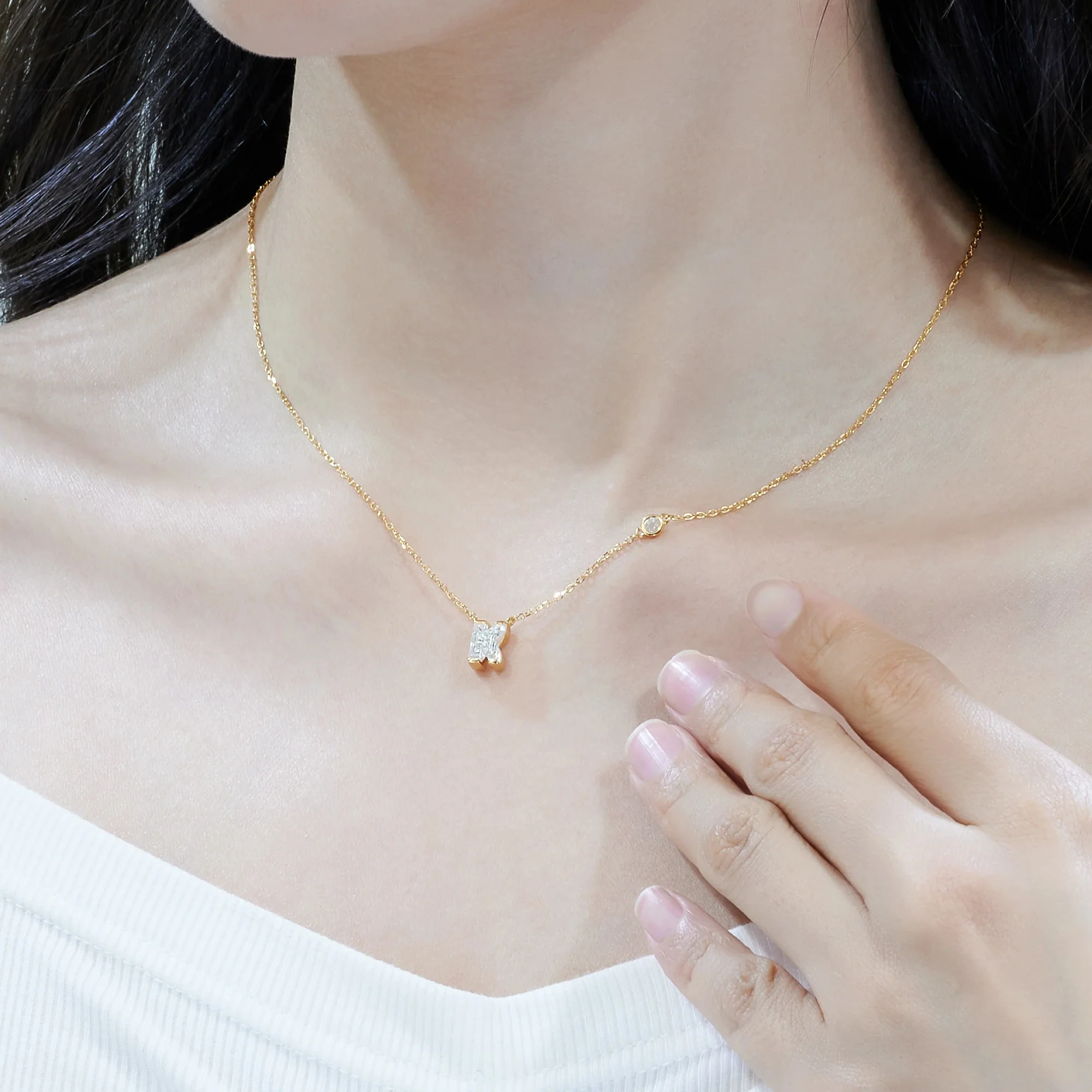 MOISSANITE NUMBER/INITIAL NECKLACE IN STERLING SILVER - Image 6