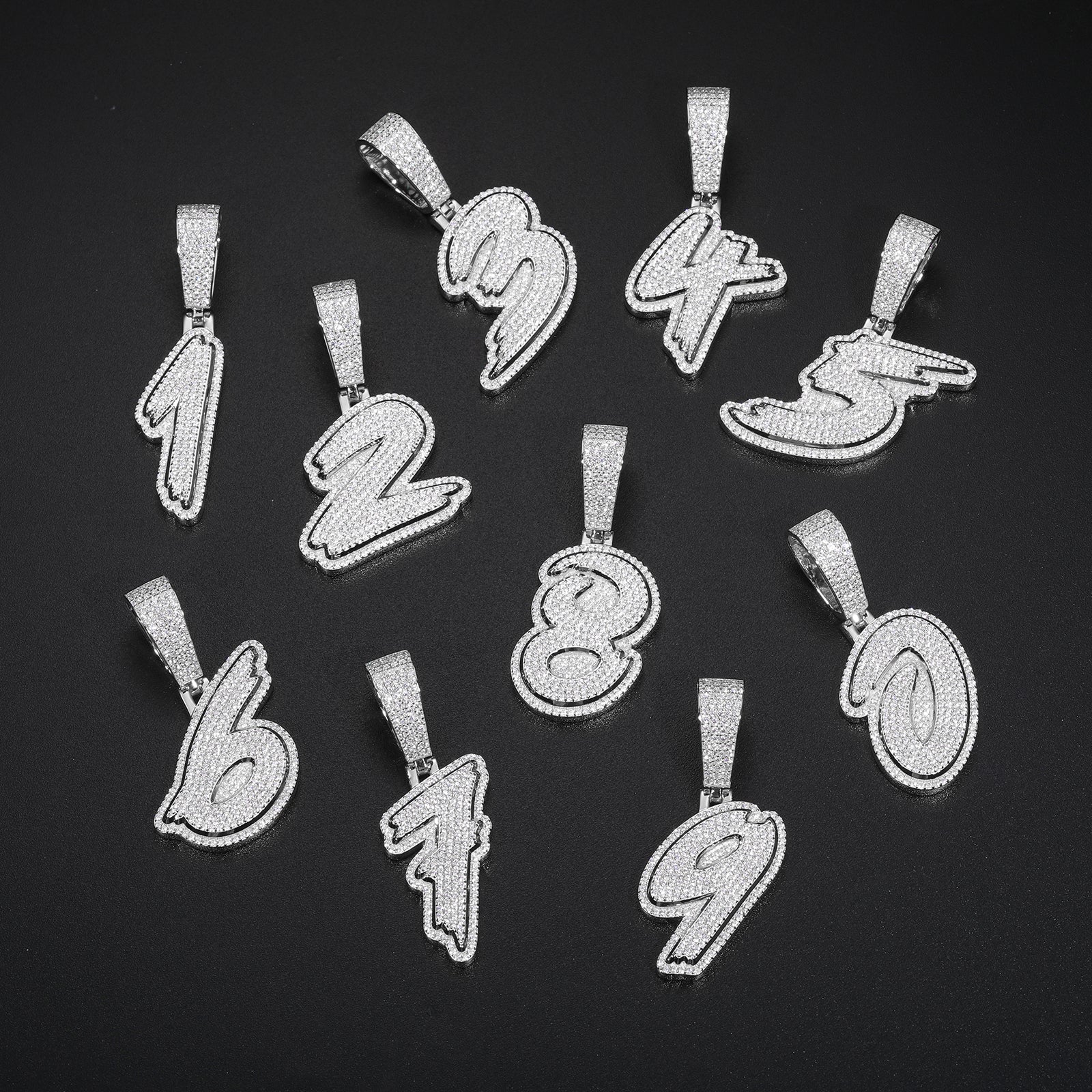 MOISSANITE NUMBER LETTER PENDANT IN STERLING SILVER - Image 5