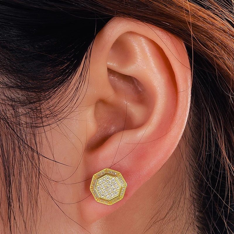 MOISSANITE OCTAGON STUD EARRINGS IN STERLING SILVER - Image 3