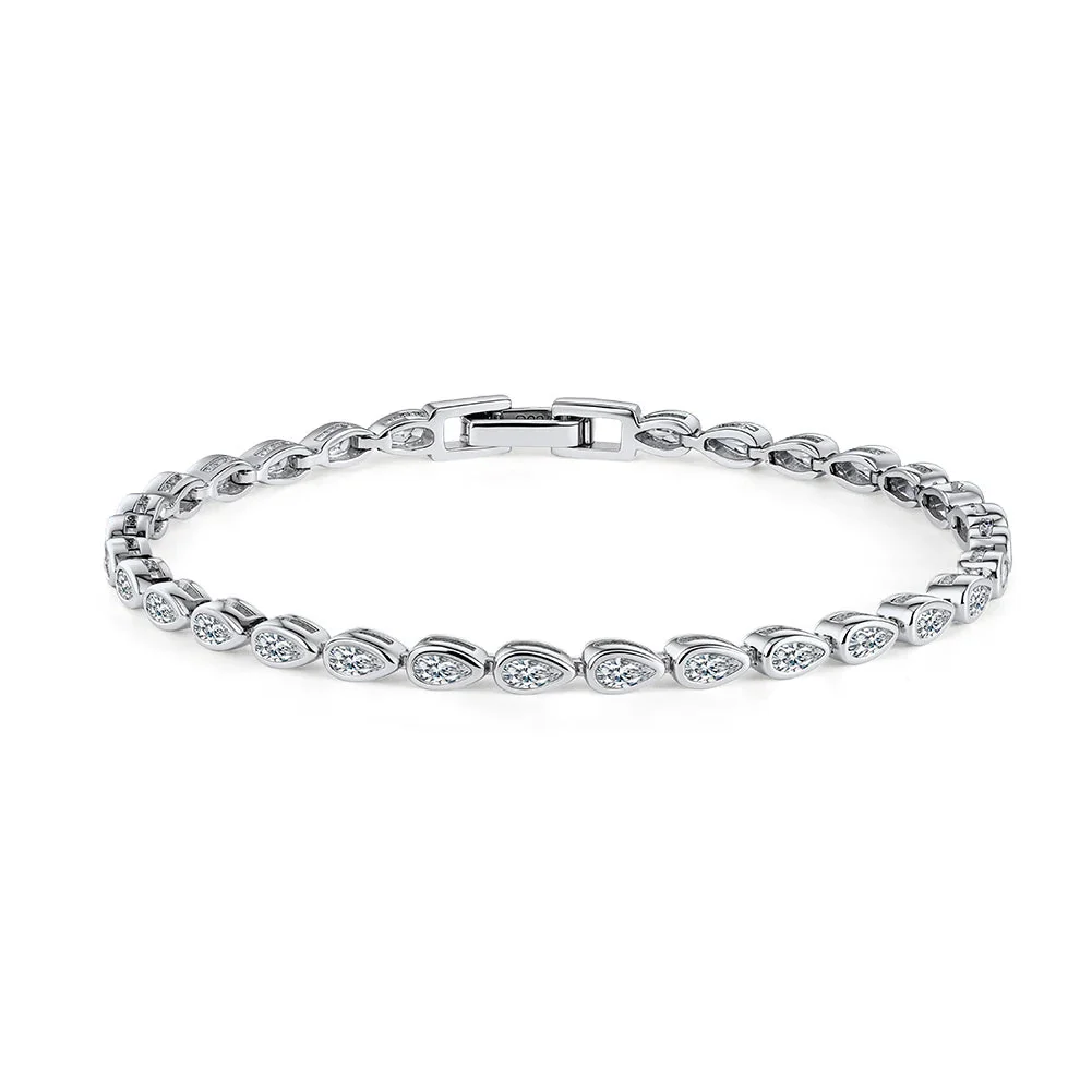 MOISSANITE PEAR CUT BEZEL SETTING TENNIS BRACELET IN STERLING SILVER - Image 5