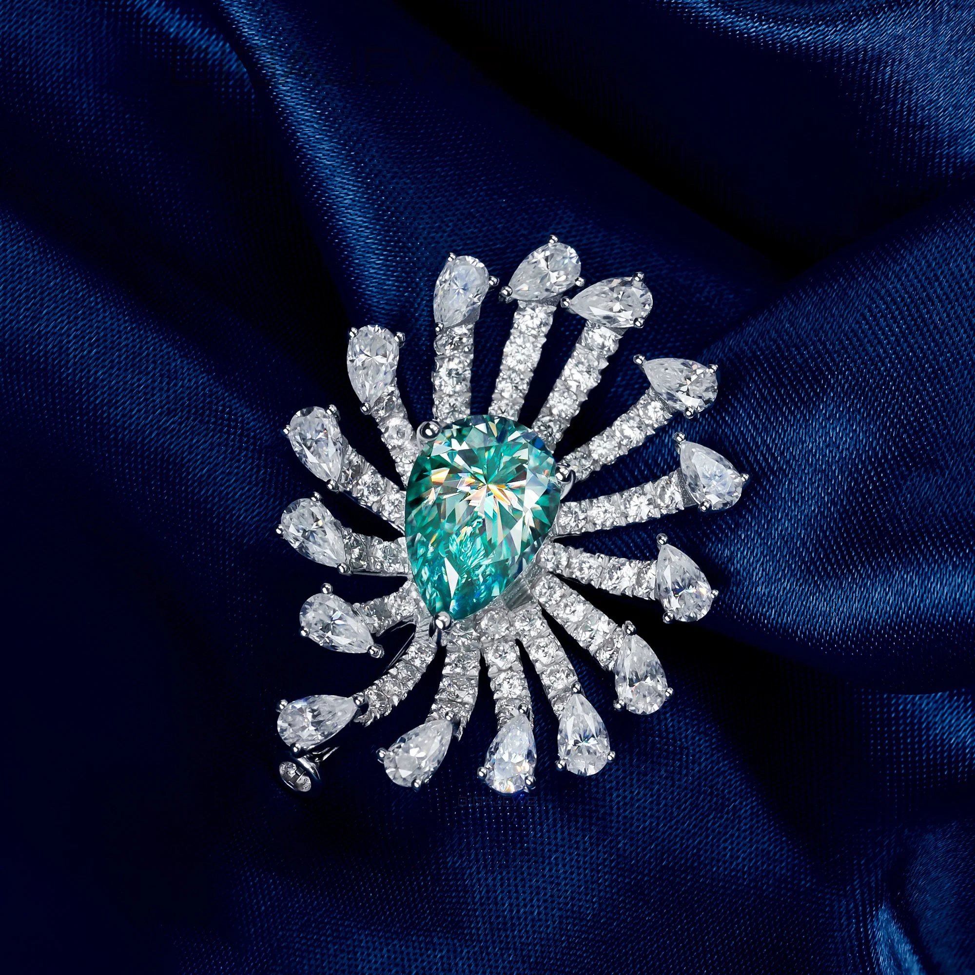 MOISSANITE PEAR CUT BROOCH IN STERLING SILVER - Image 3