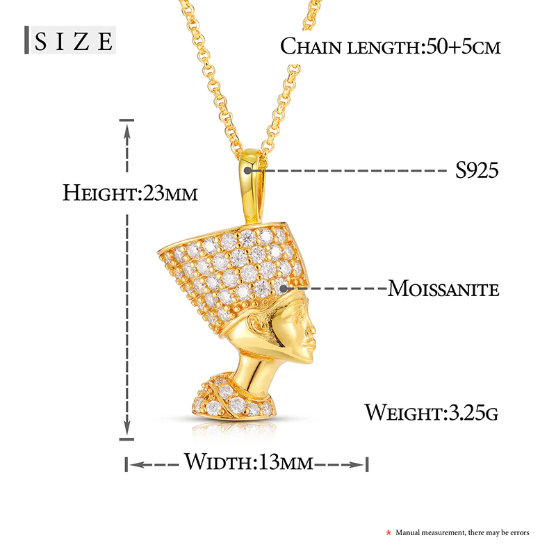 MOISSANITE PHARAOH PENDANT NECKLACE IN STERLING SILVER - Image 6