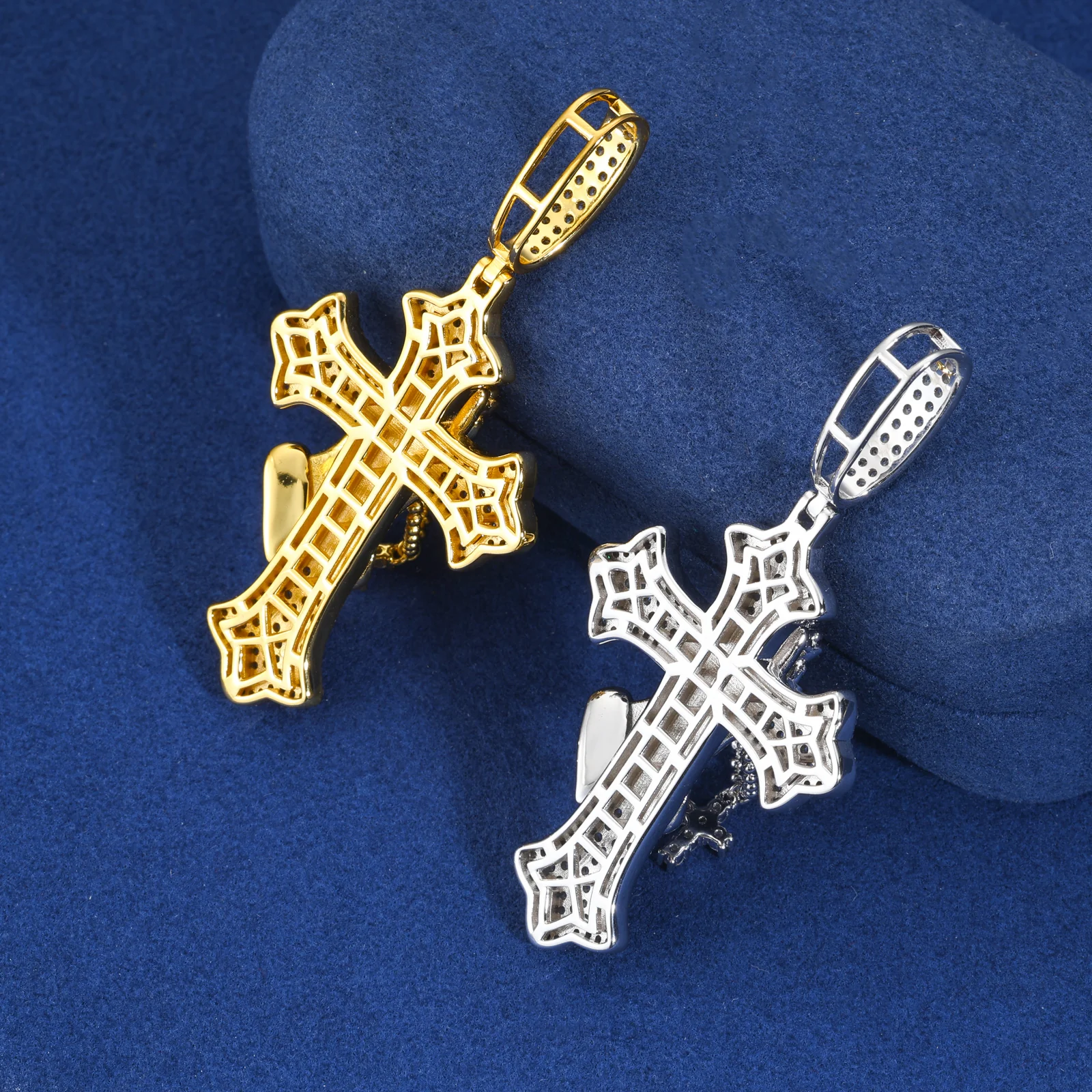 MOISSANITE PRAY HAND CROSS PENDANT IN STERLING SILVER (STYLE 2) - Image 3
