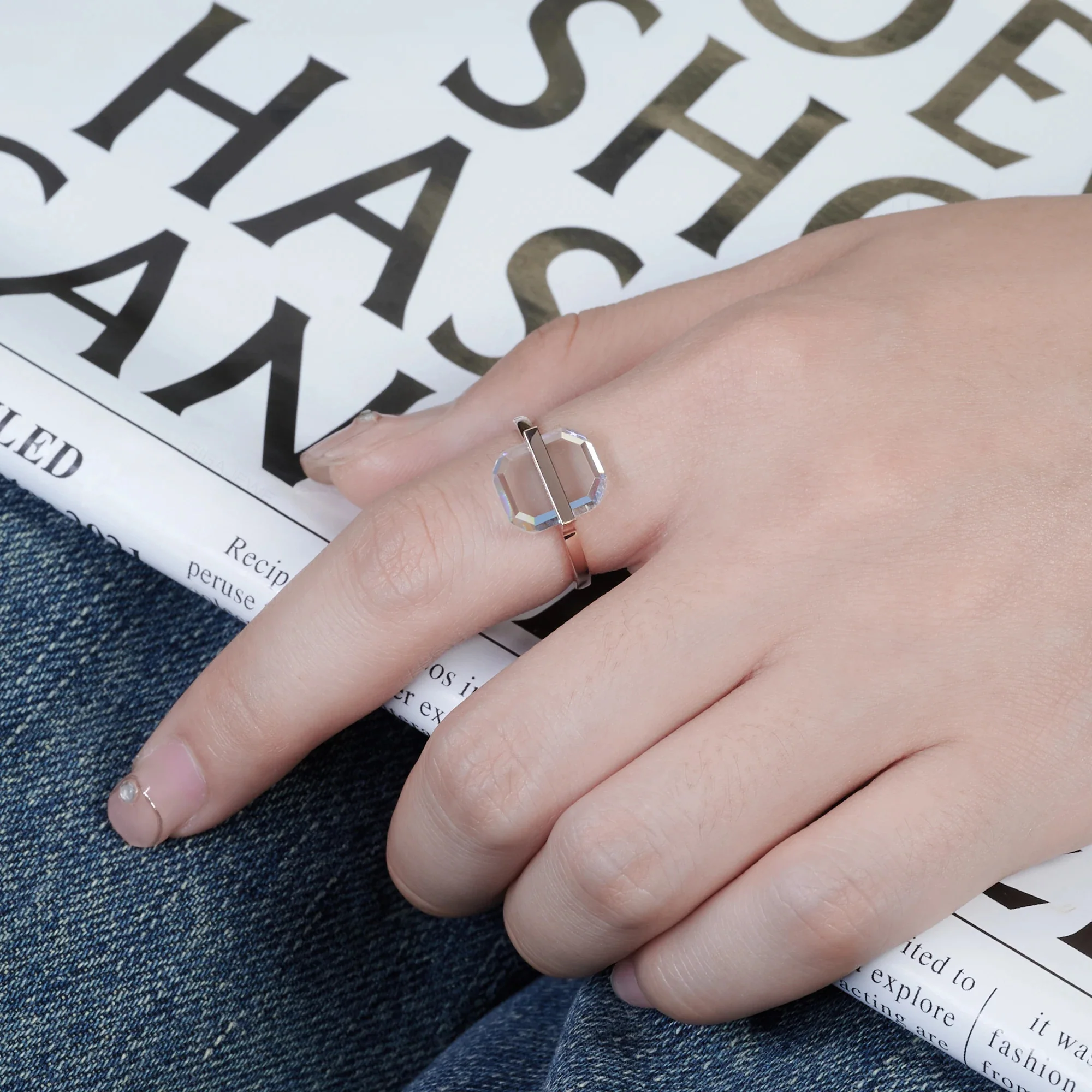 MOISSANITE PRISM CLARITY RING IN SOLID GOLD - Image 2