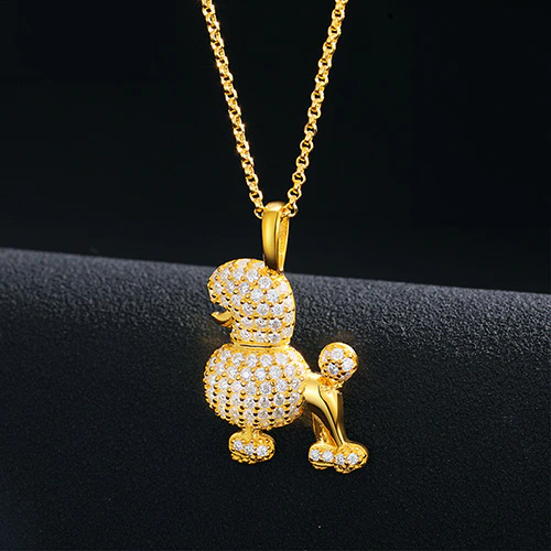MOISSANITE PUPPY DOG CHARM PENDANT IN STERLING SILVER
