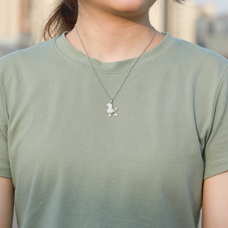 MOISSANITE PUPPY DOG CHARM PENDANT IN STERLING SILVER - Image 3