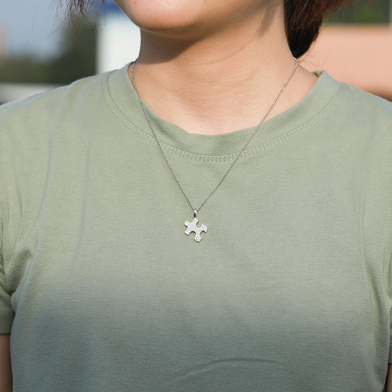 MOISSANITE PUZZLE PENDANT IN STERLING SILVER - Image 2