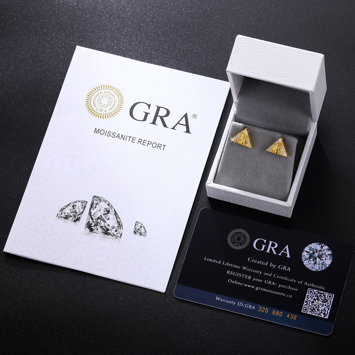 MOISSANITE PYRAMID PHARAOH STUD EARRINGS IN STERLING SILVER - Image 4
