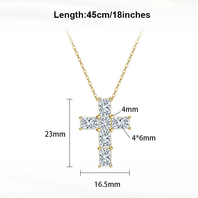 MOISSANITE RADIANT CROSS PENDANT IN STERLING SILVER - Image 6