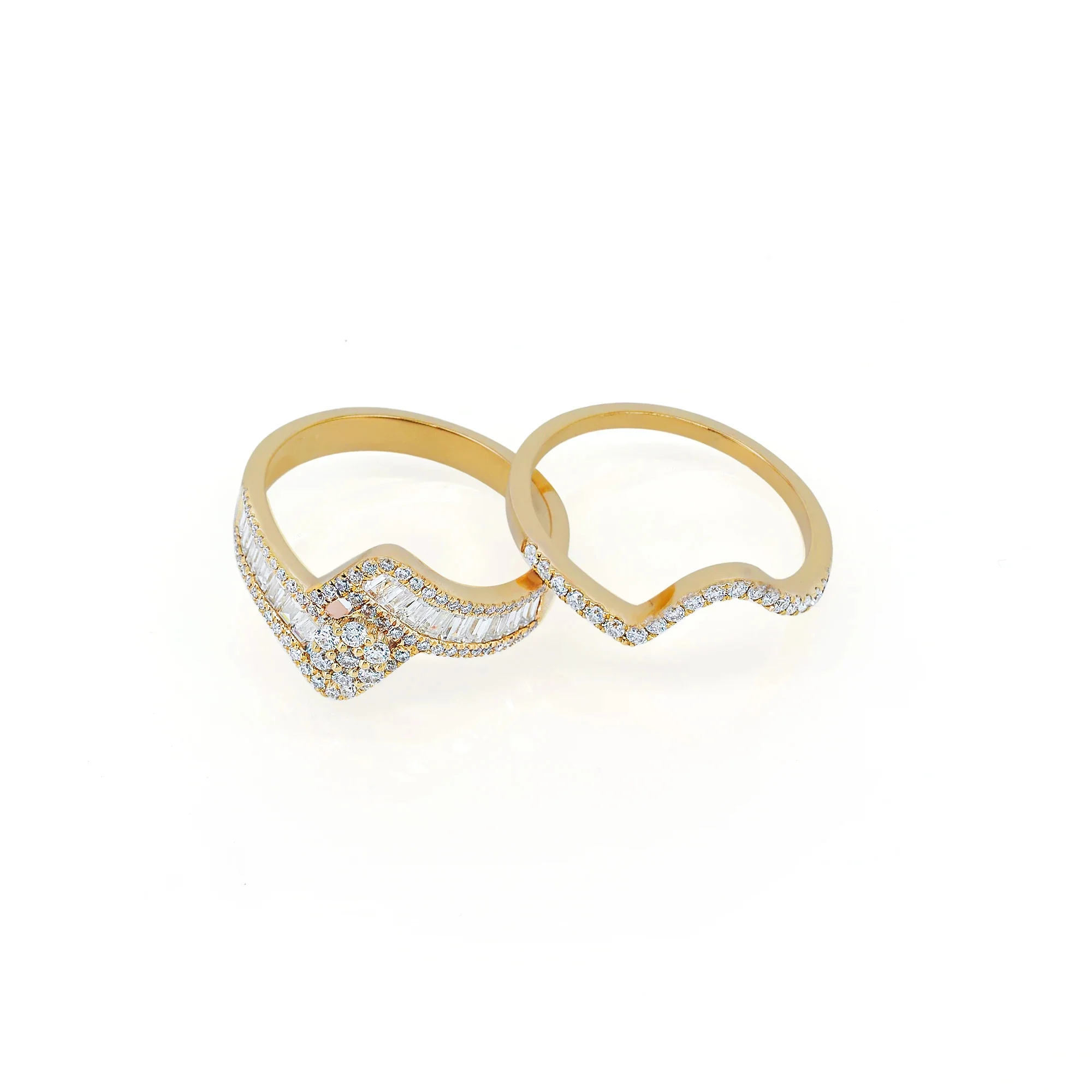 MOISSANITE RADIANT VINE BRIDAL RING SET IN SOLID GOLD - Image 2