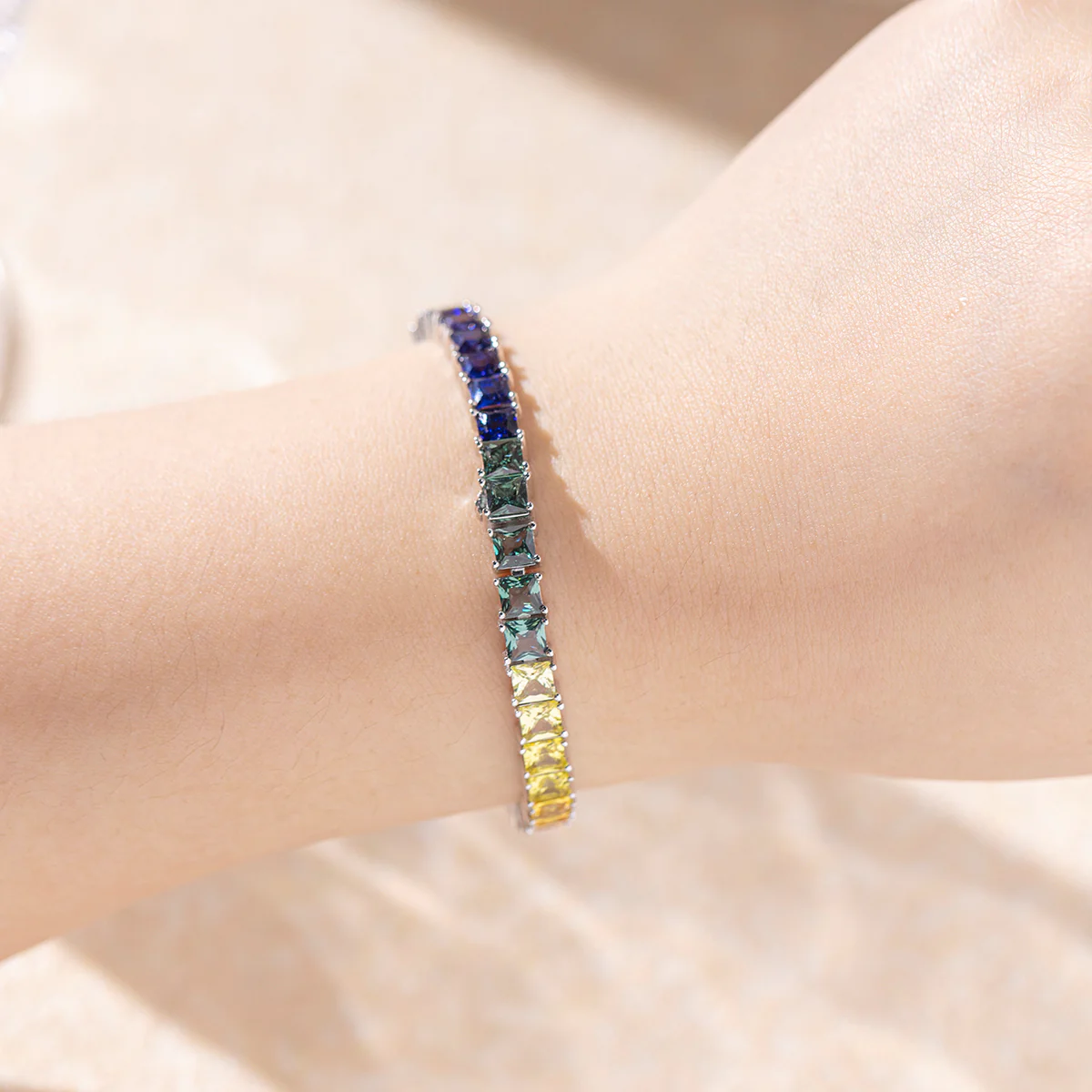 MOISSANITE RAINBOW BRACELET IN STERLING SILVER - Image 2