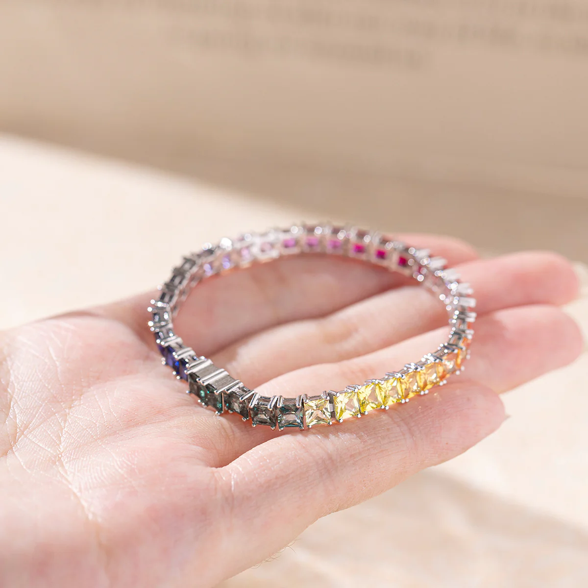 MOISSANITE RAINBOW BRACELET IN STERLING SILVER - Image 3