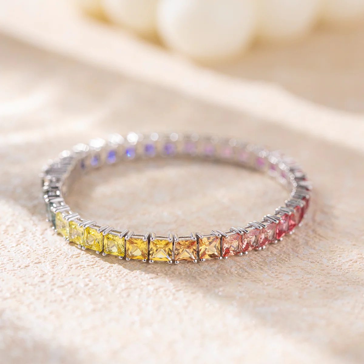 MOISSANITE RAINBOW BRACELET IN STERLING SILVER - Image 4