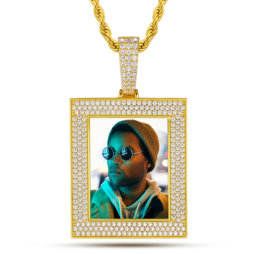 MOISSANITE RECTANGLE CUSTOM PHOTO PENDANT IN STERLING SILVER {STYLE 2} - Image 3