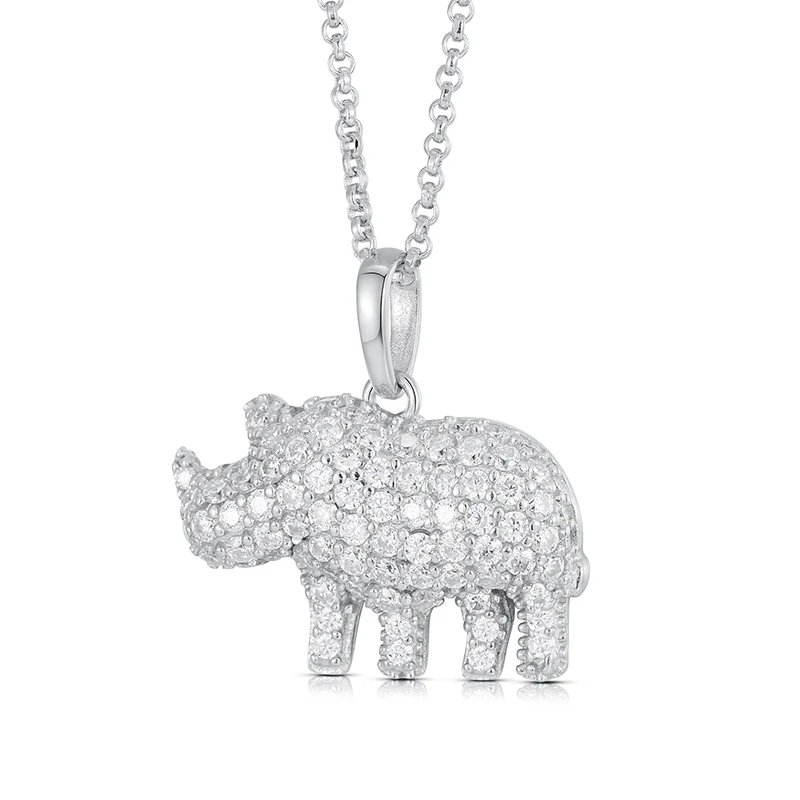 MOISSANITE RHINOCEROS PENDANT IN STERLING SILVER - Image 4