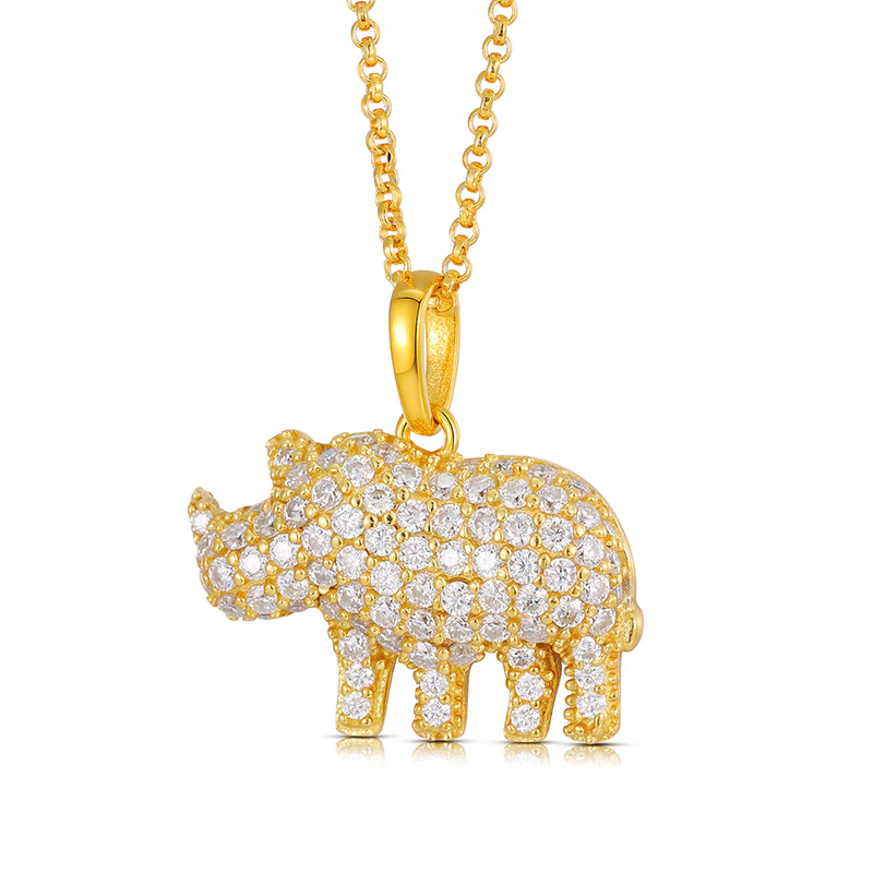 MOISSANITE RHINOCEROS PENDANT IN STERLING SILVER - Image 6