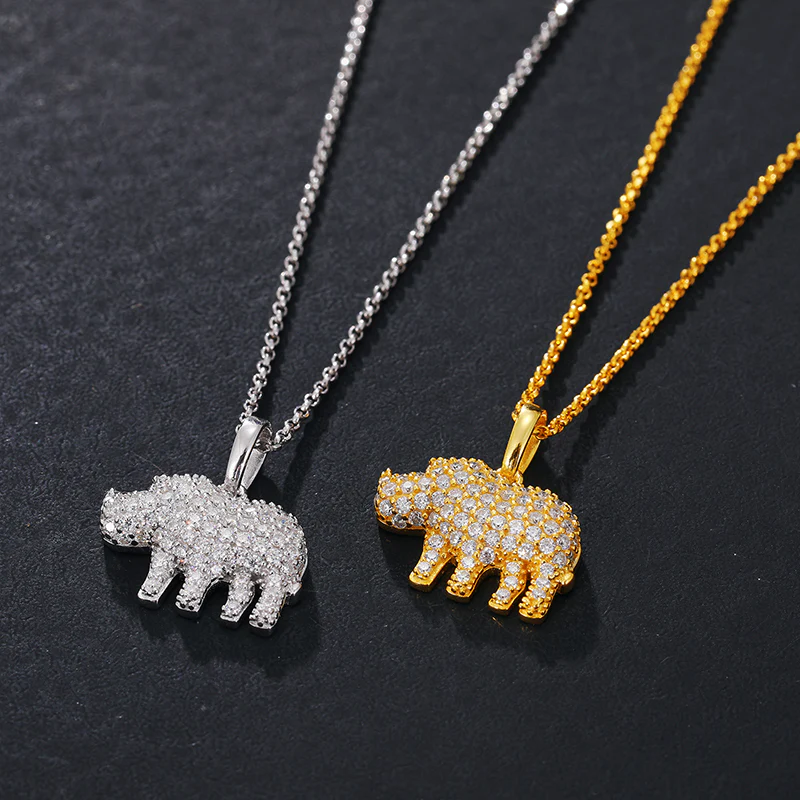 MOISSANITE RHINOCEROS PENDANT IN STERLING SILVER - Image 7
