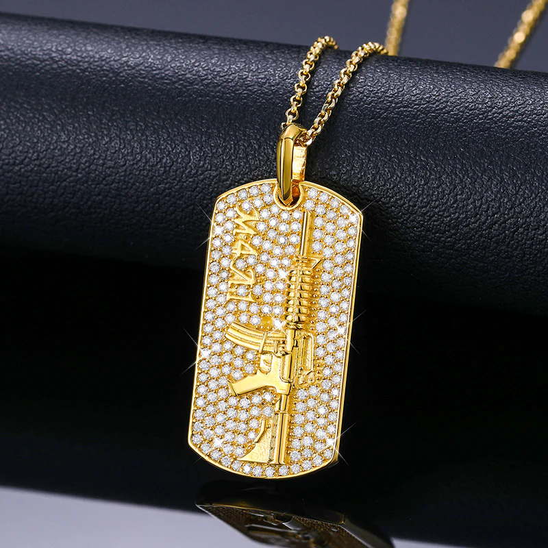 MOISSANITE RIFLE PENDANT NECKLACE IN STERLING SILVER - Image 2