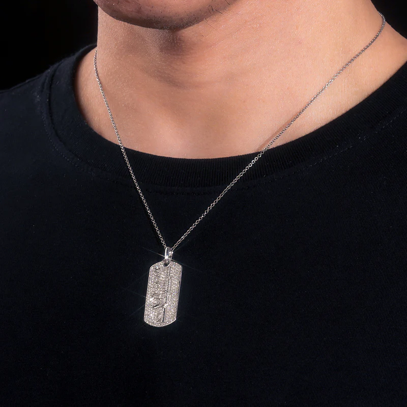 MOISSANITE RIFLE PENDANT NECKLACE IN STERLING SILVER - Image 3