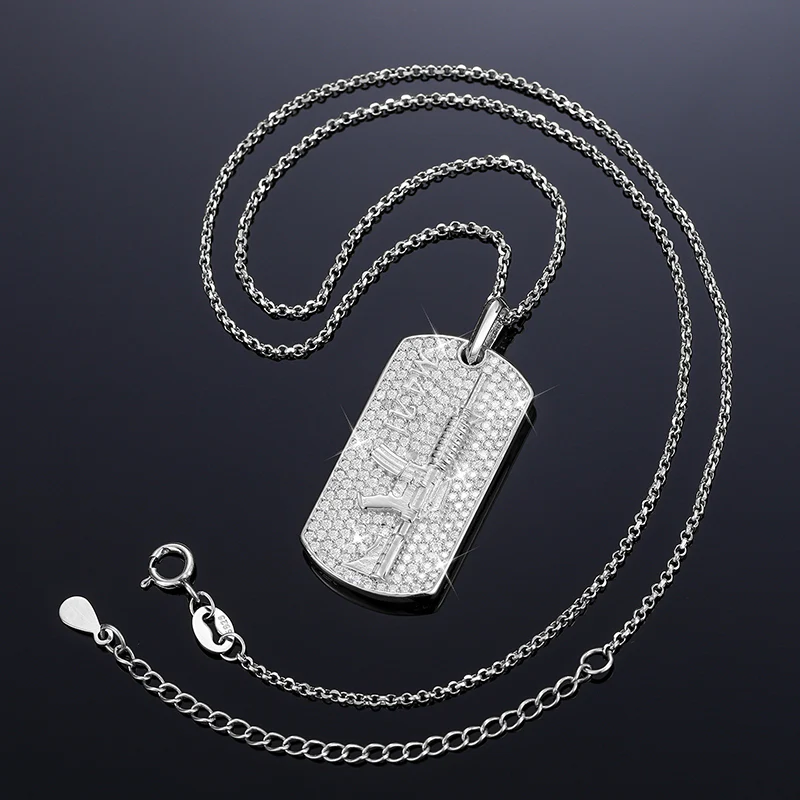 MOISSANITE RIFLE PENDANT NECKLACE IN STERLING SILVER - Image 5
