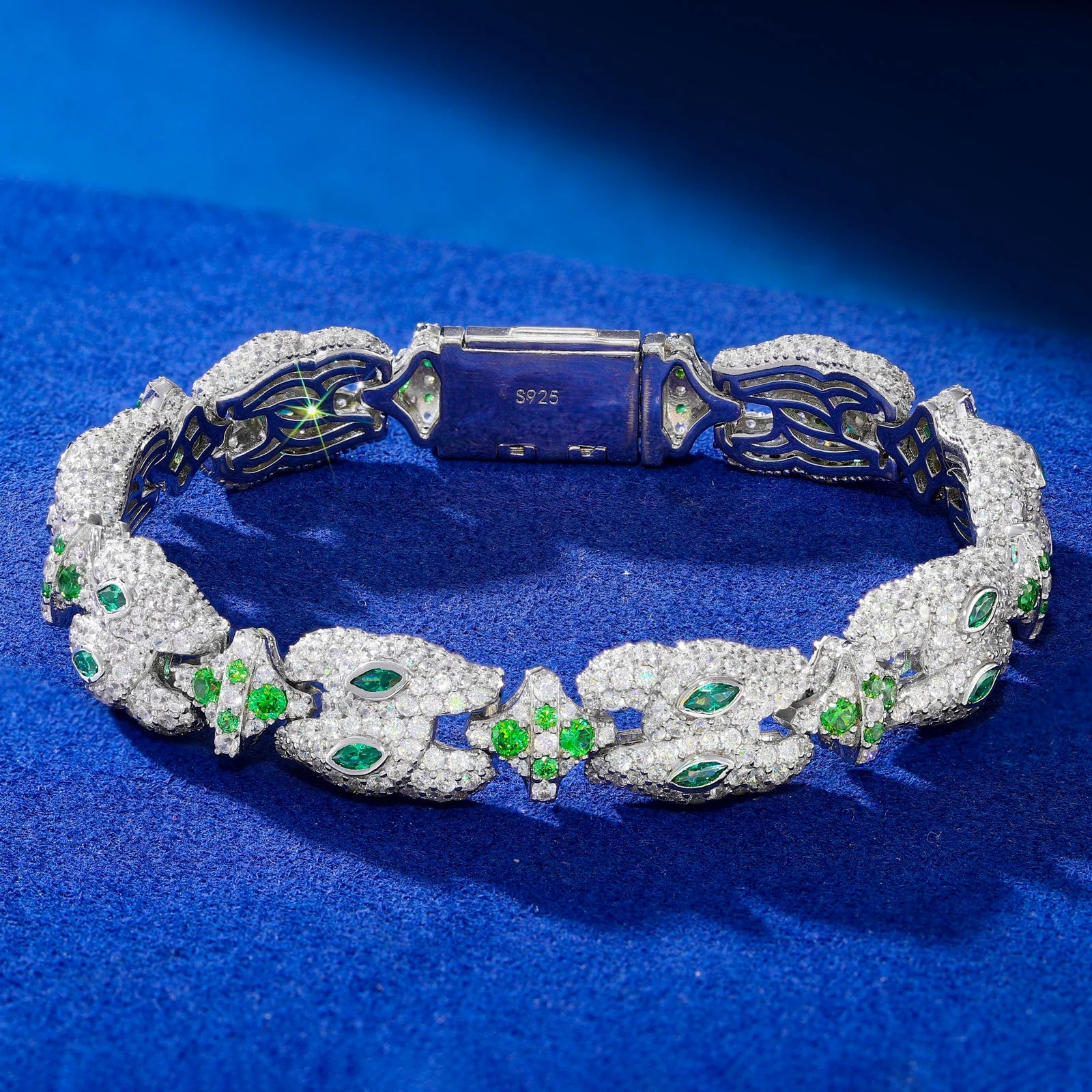 MOISSANITE ROCOCO STYLE CROSS LINK BRACELET IN STERLING SILVER - Image 3