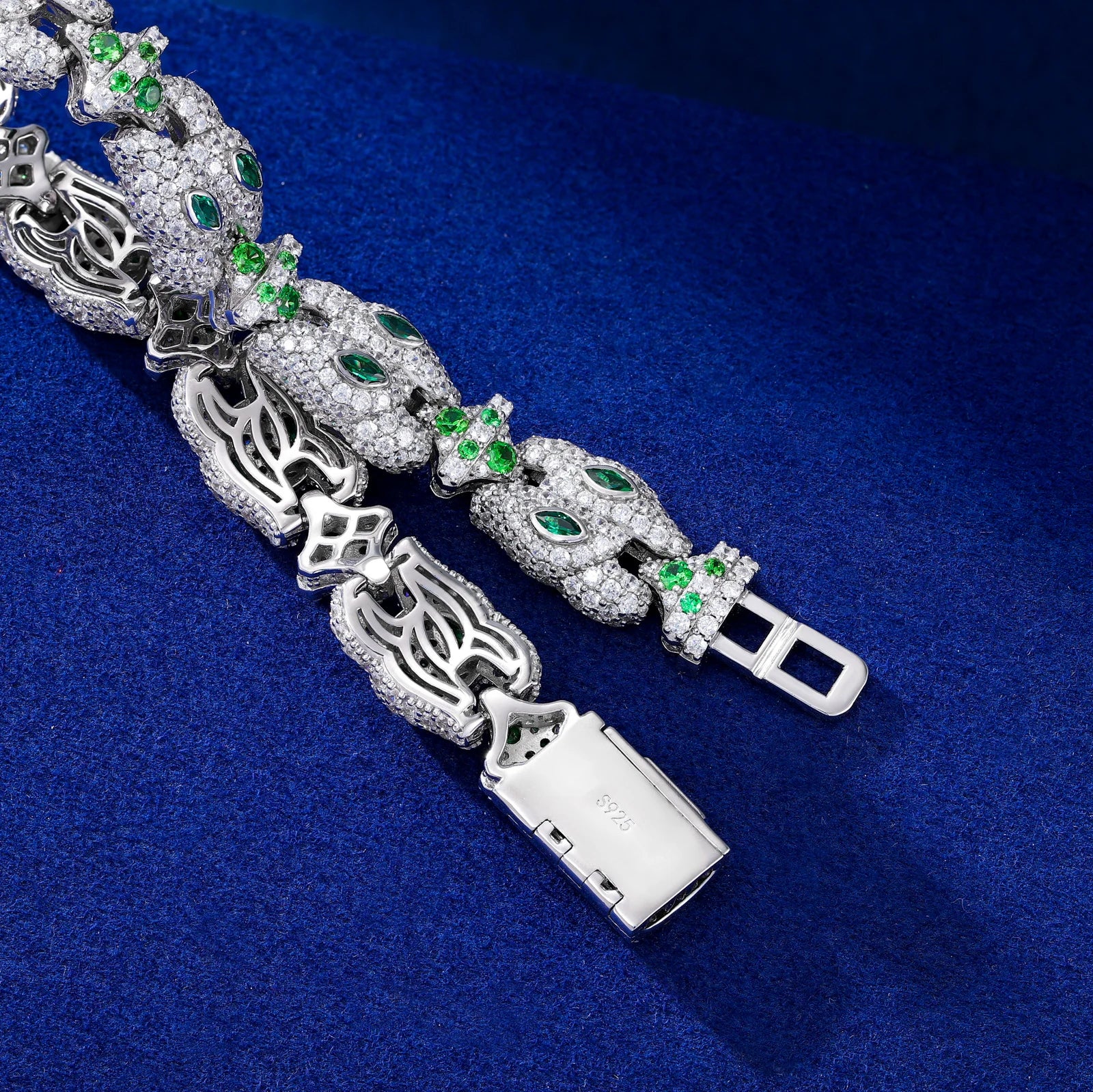 MOISSANITE ROCOCO STYLE CROSS LINK BRACELET IN STERLING SILVER - Image 4